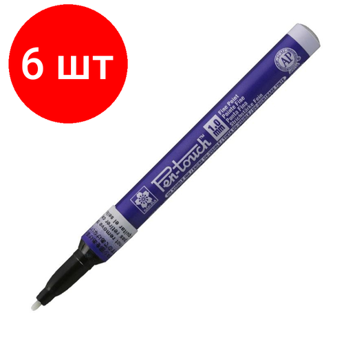 Комплект 6 штук, Маркер лаковый Sakura Pen-Touch 1 мм голубой XPMKAUV336