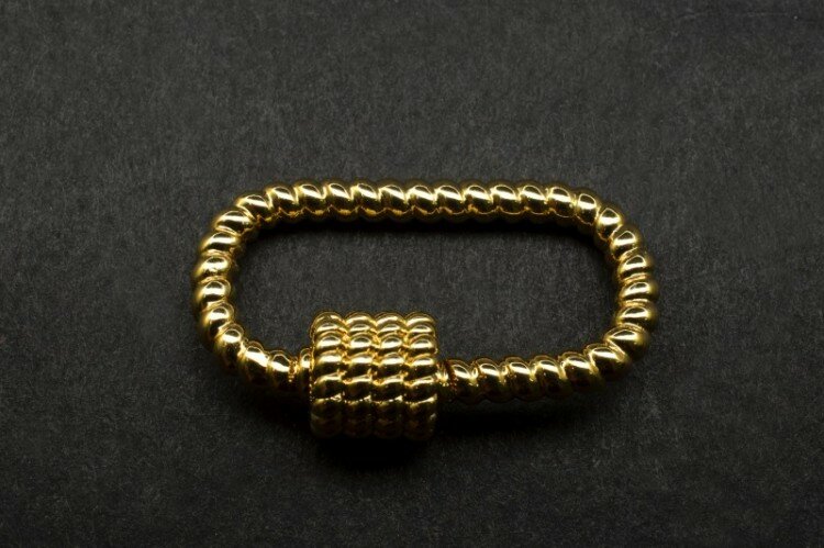 Замок-карабин с винтовой застежкой, 27х16х3мм, застежка 8,5х7,5мм, цвет золото, латунь, 08-034, 1шт