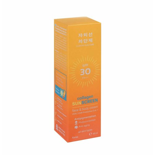 Крем для лица и тела антивозрастной Corimo Солнцезащитный Антивозрастной с коллагеном водостойкий SPF30 50 мл 830₽