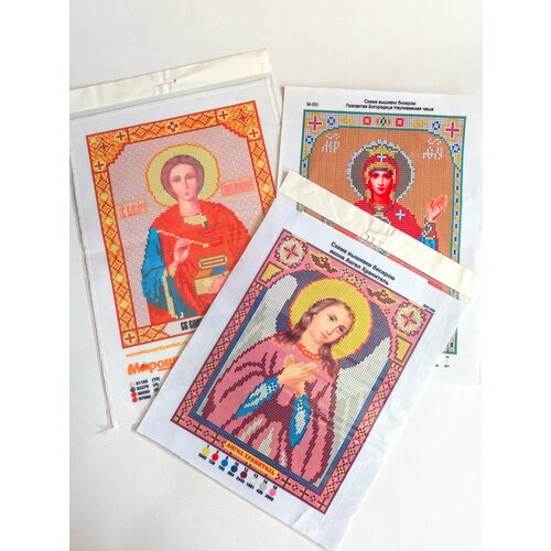 вышивка бисером иверская пресвятая богородица 18x23 см Схемы бисером иконы Пантелеймон, Ангел Хранитель, Богородица