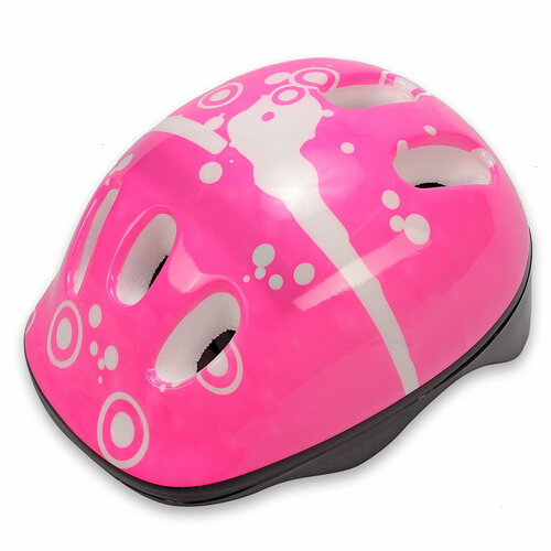 Шлем детский защитный для катания на велосипеде, самокате, роликах, скейтборде, обхват 52-54 см, размер М, 25х20х14 см, цвет розово-белый – 1 шт