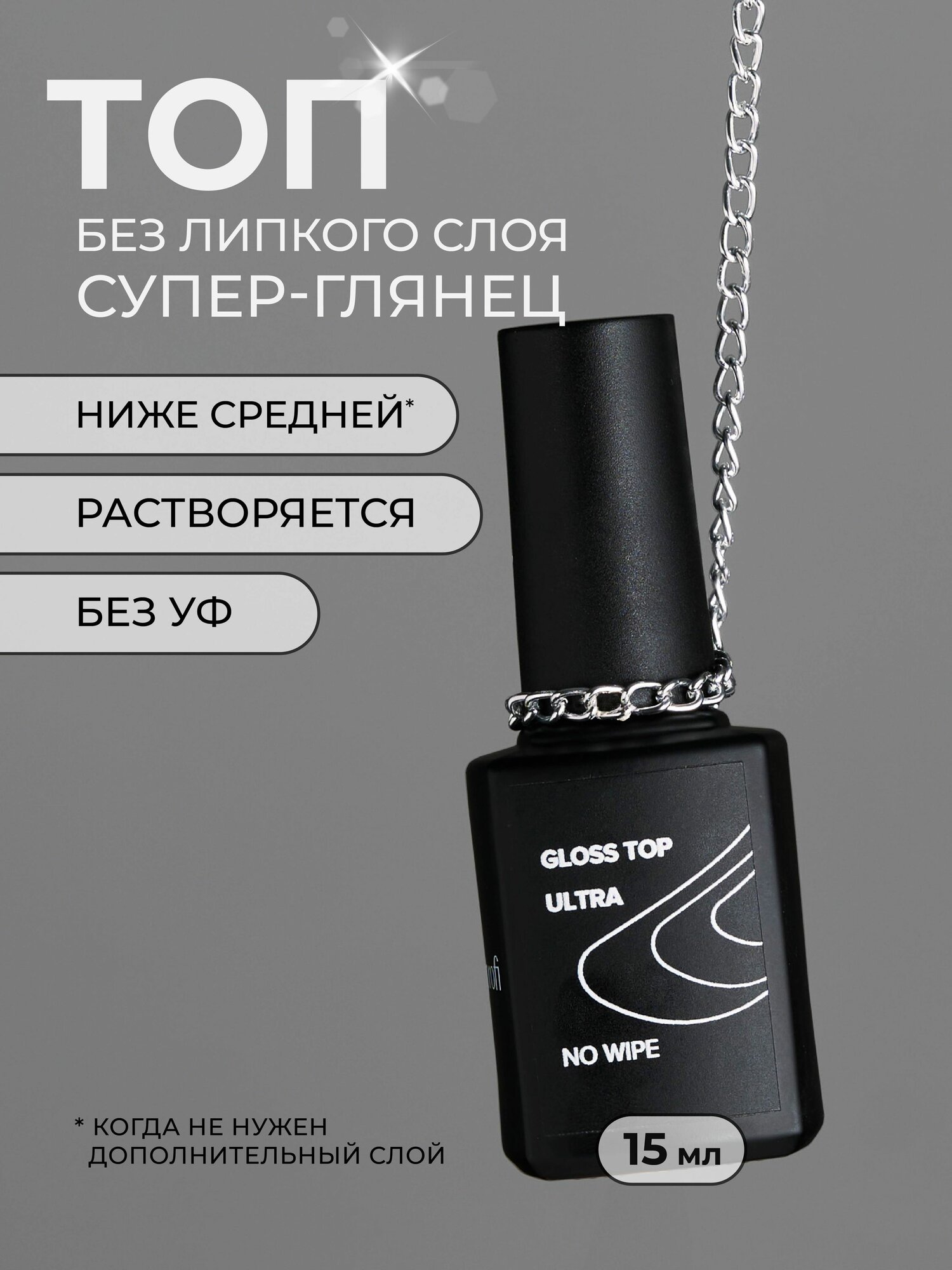 Cosmoprofi Топ без липкого слоя Gloss Top ULTRA, 15 мл