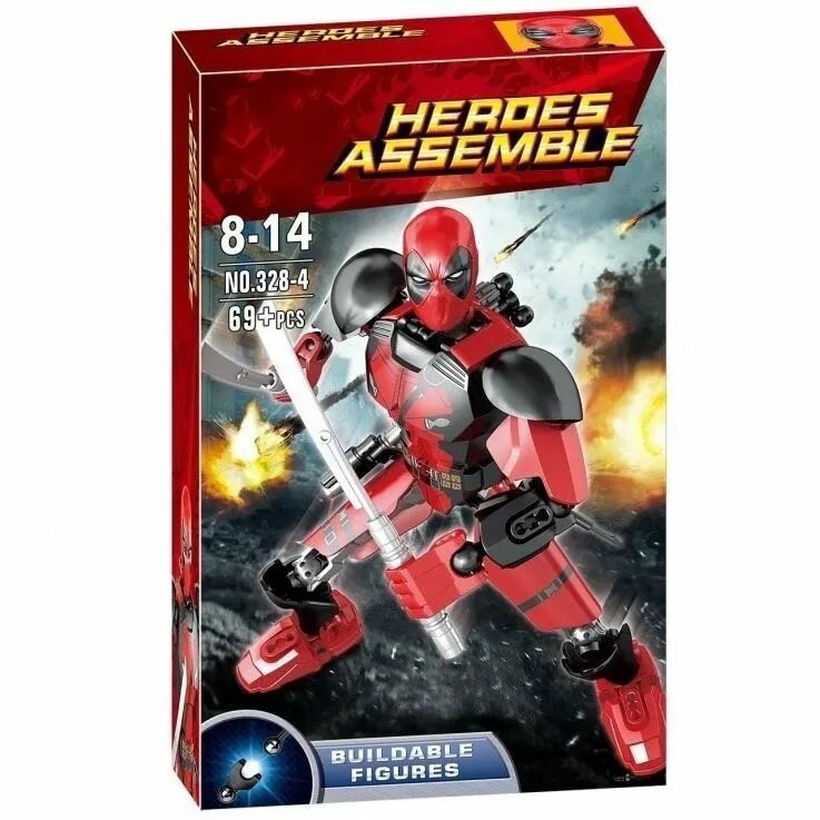 Конструктор Марвел "Дэдпул" 69 деталей / конструктор для всех возрастов / совместим с лего / конструктор для мальчика