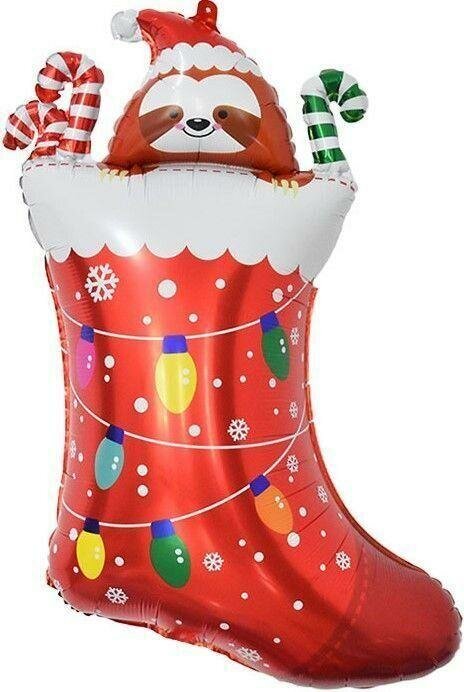 Шар (37'/94 см) Фигура, Новогодний носок с подарками, Красный, 1 шт.