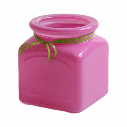 Заготовка для декорирования NiNaGlass Ваза Квадрато цветное стекло 9 х 9 х 10 см маджента с лентой 92-610-10 4840157465 732₽