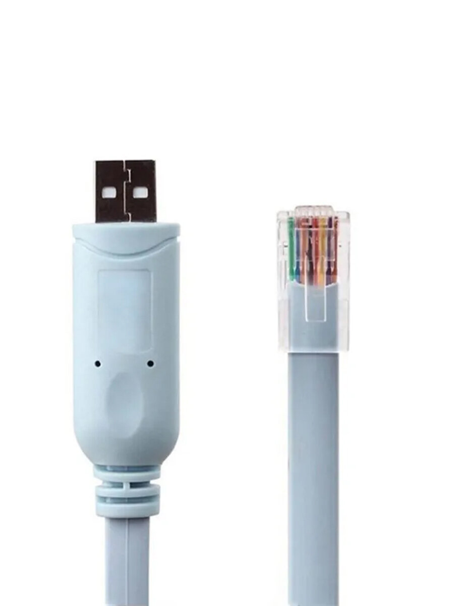 фото Консольный кабель FTDI USB (A) к RJ-45 (RS232) адаптер GSMIN C45 для подключения к сетевому оборудованию Cisco, Huawei, H3C 1.5м (Голубой)