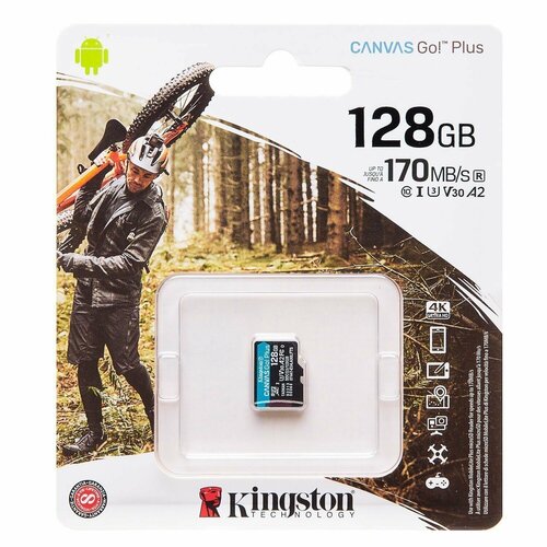 Карта памяти Kingston Canvas Go Plus UHS-I U3 V30 A2 MicroSD, 128 Гб, без адаптера, class 10, 1 шт