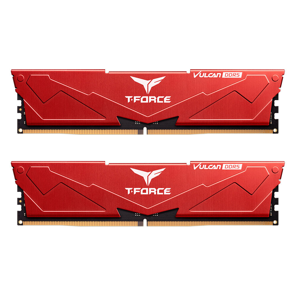 Оперативная память TEAMGROUP T-Force Vulcan Red [FLRD564G6000HC38ADC01] DIMM DDR5 64Гб(6000МГц, CL38, 2x32Гб, радиатор)