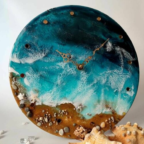 Часы Морская тема из эпоксидной смолы 4488₽