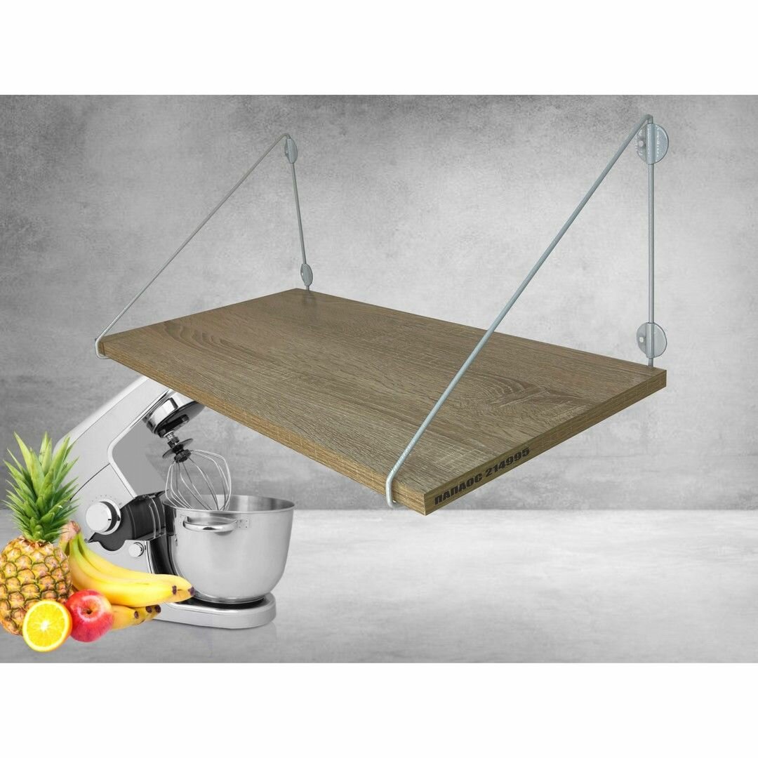 Полка для микроволновки MAIMA-214995, размер 60х30 см, высота 26 см, цвет-серый и дуб сонома