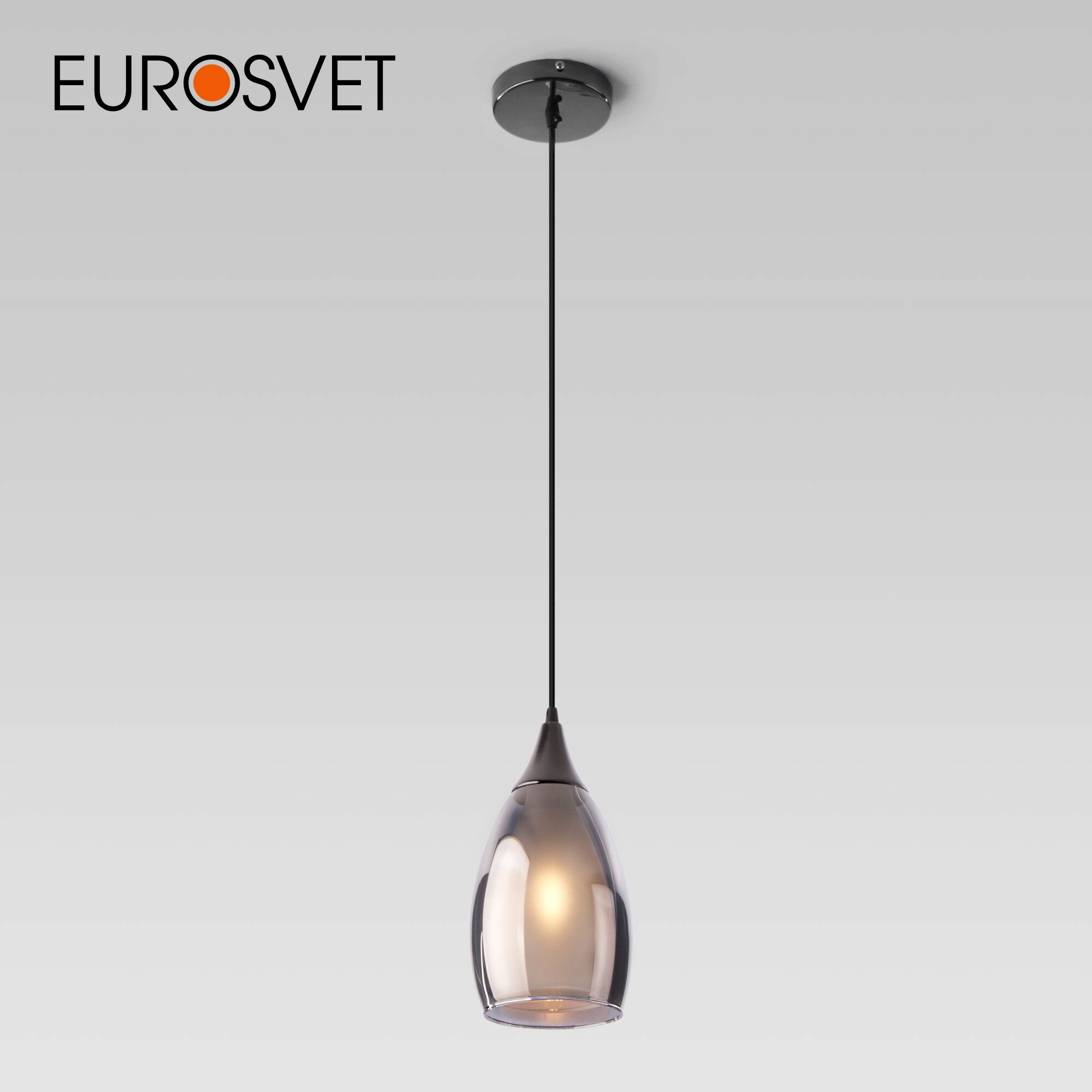 Подвесной светильник со стеклянным плафоном Eurosvet Cosmic 50085/1, E14, 15 Вт, черный жемчуг