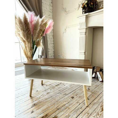 Журнальный столик /тумба тв / Тумба напольная белая для комнаты и гостиной, 800 х 400 х 460 мм, цвет вотан