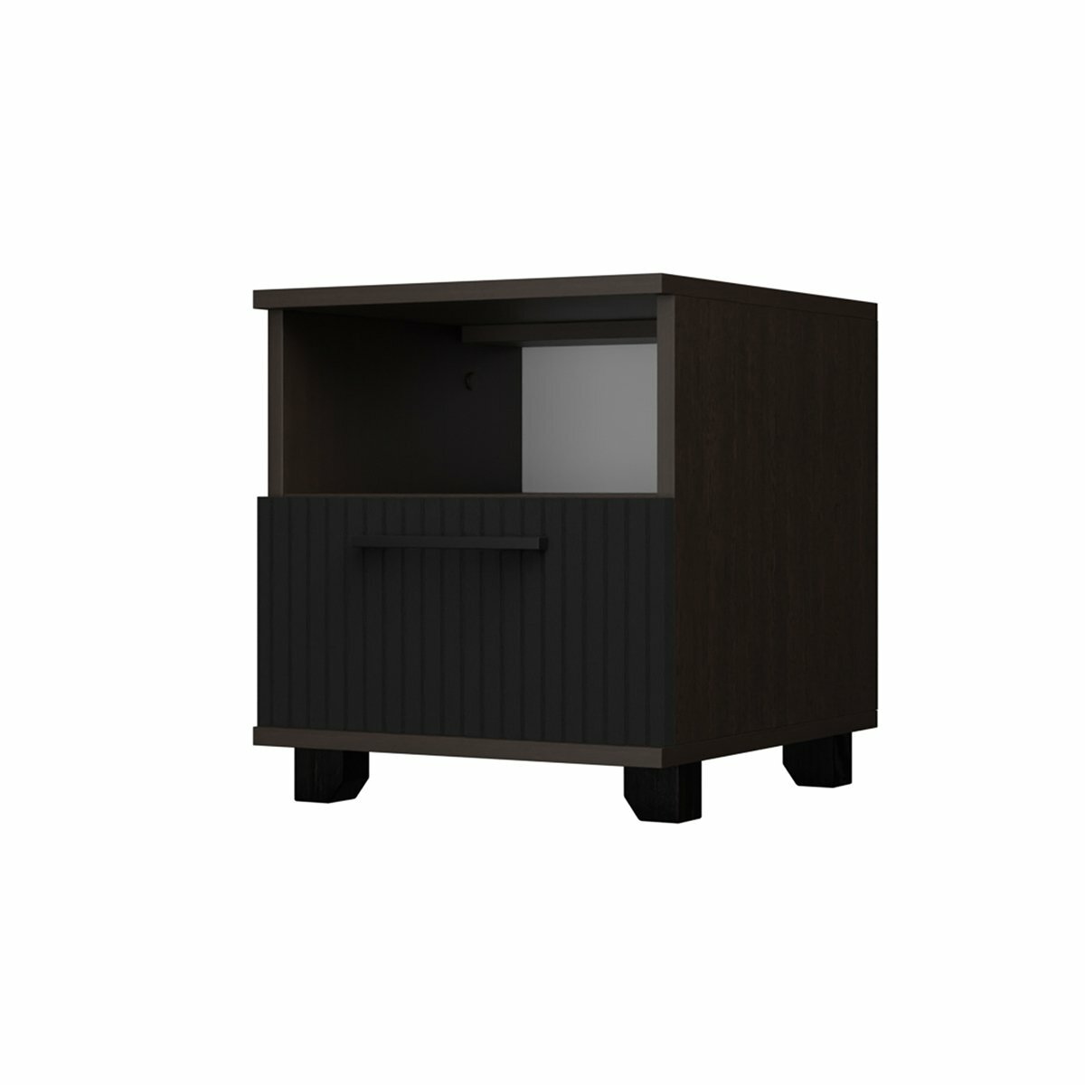 фото Тумба прикроватная "Копенгаген" с ящиком - Венге / Черный матовый