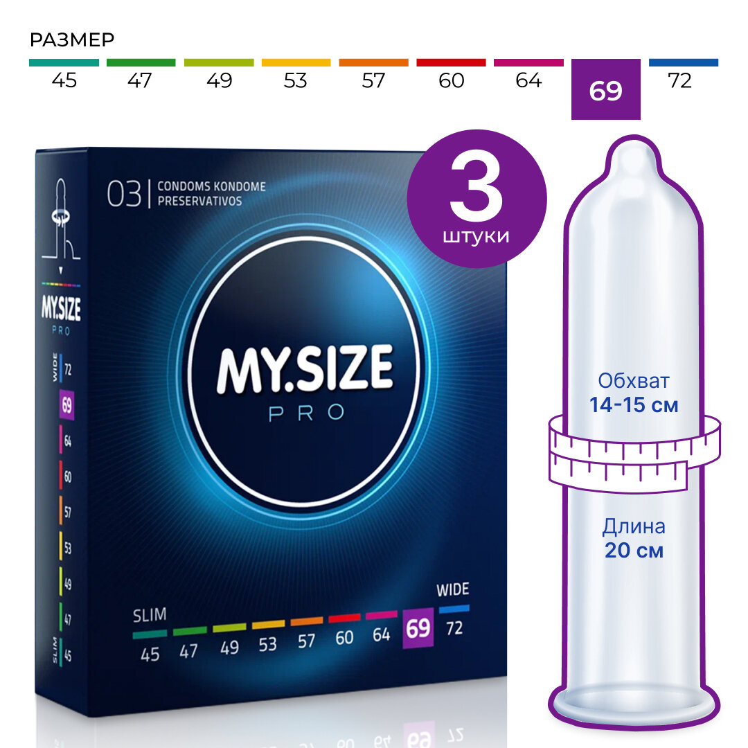 MY.SIZE / MY SIZE размер 69 (3 шт.)/ Майсайз презерватив большого размера - ширина 69 мм