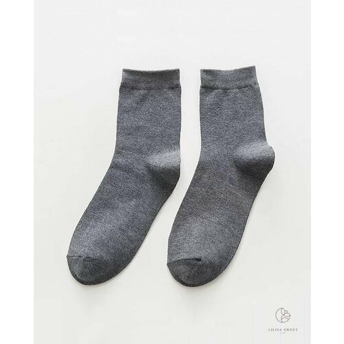 Носки , размер 38-43, графит 3 пары мужские осенне зимние хлопковые носки в клетку