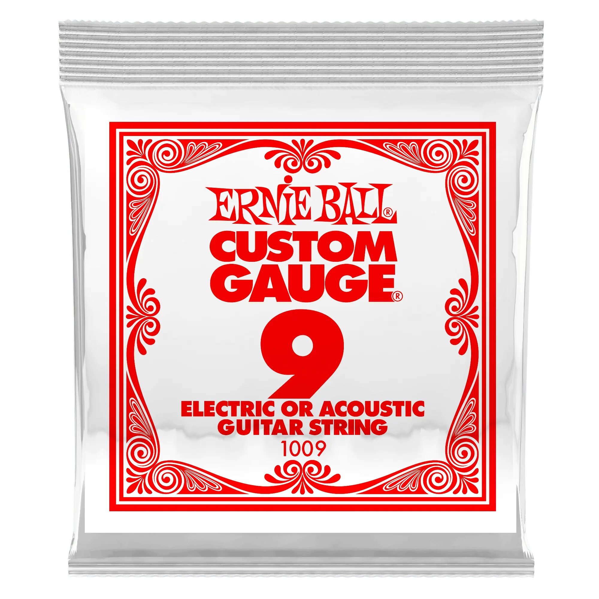 Струна для акустической и электрогитары Ernie Ball P01009 Custom gauge сталь калибр 9 Ernie Ball (Эрни Бол)