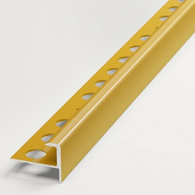 Изображение товара Профиль F-образный алюминиевый для плитки 10 мм Лука ПУ13, длина 2,7 м, анодированный золото 02л