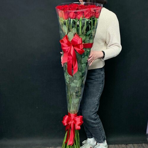 Изображение товара 25 роз 160 см / Букет из 25 высоких роз 160 см / Длинные розы 160 см