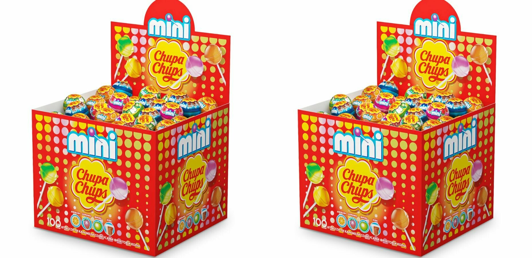 Chupa Chups Карамель Мини, 100 шт, 2 уп