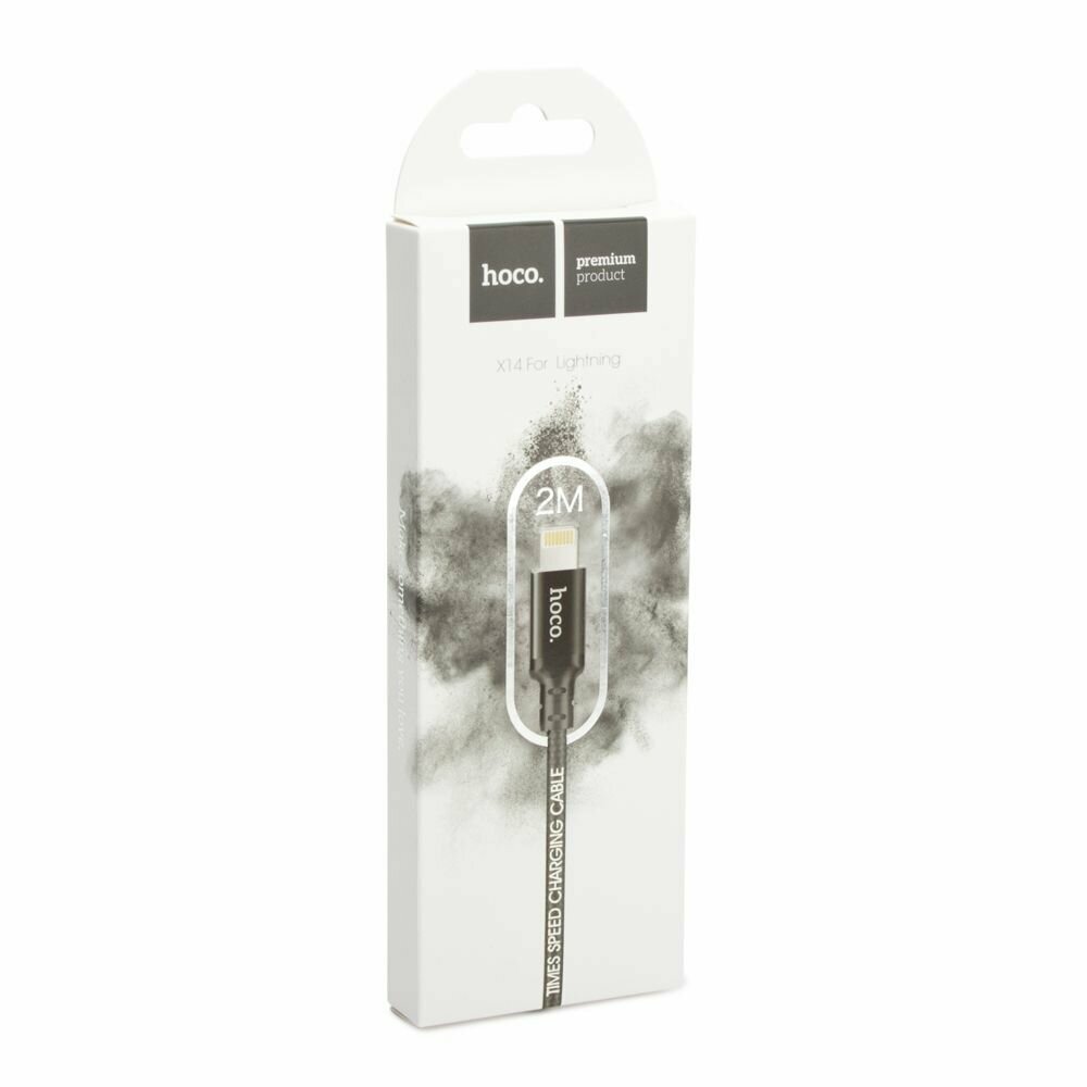 USB кабель HOCO X14 Times Speed Lightning 8-pin, 2м, нейлон (черный) — фото 1