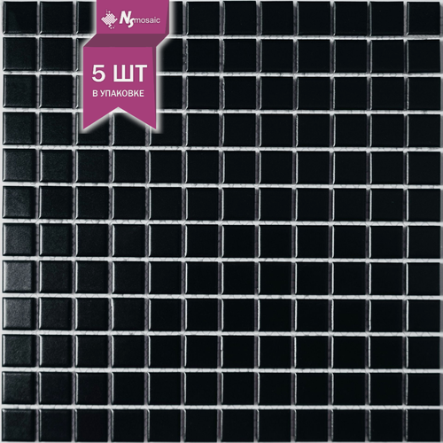 Изображение товара Мозаика керамическая NSmosaic P-527, черная матовая, 300x300 мм, чип 23х23 мм, упаковка 5 шт