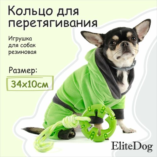 EliteDog Игрушка для собак резиновая "Кольцо для перетягивания", зелёная, 34х10х3см