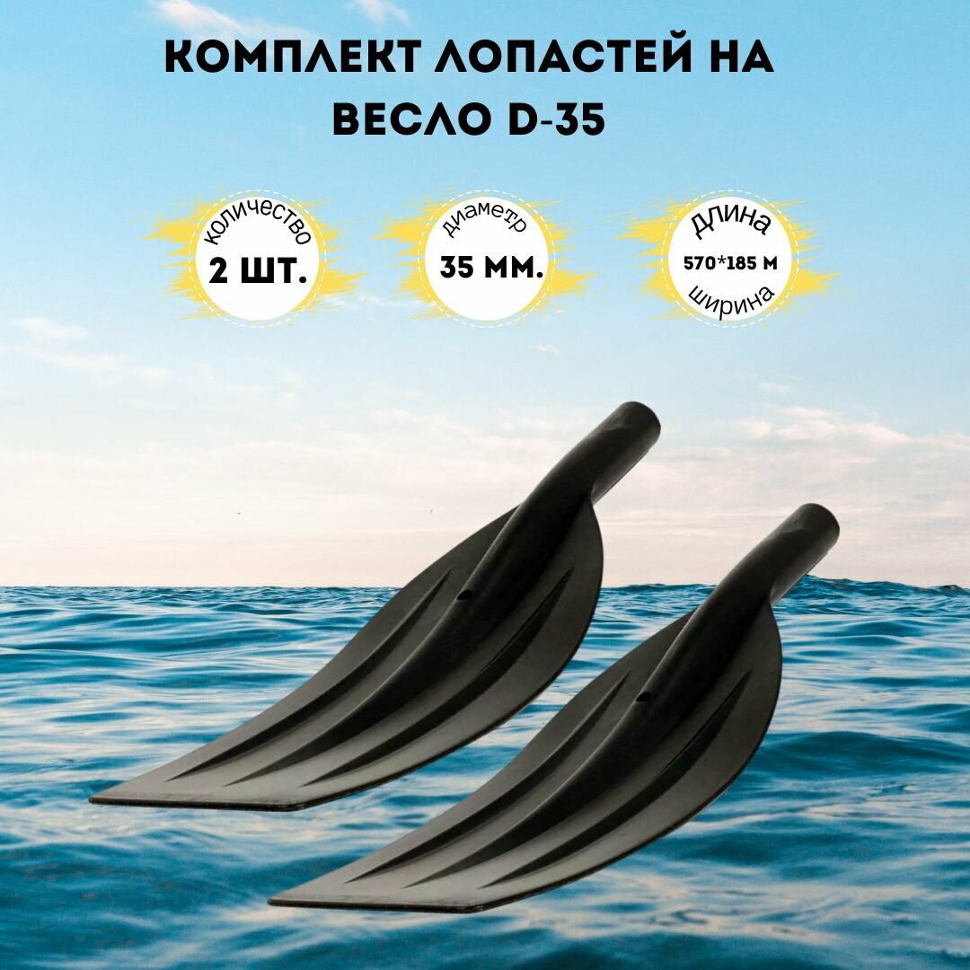 Лопасть на весло Три Кита d-35 570*185 мм 2 шт черный