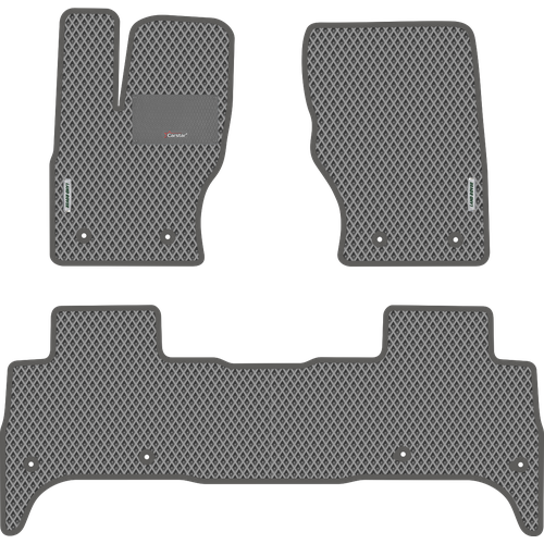 фото Автомобильные коврики eva для land rover range rover sport ii (2013-н/в), с каучуковым подпятником и 2 эмблемами, серые с серым кантом, ячейка - ромб