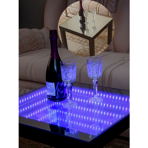 Столик CITYKIDS, журнальный, зеркально-стеклянная столешница, подсветка, 60х60 см