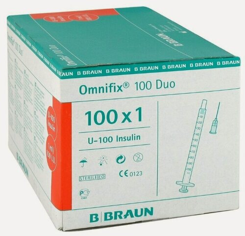 Изображение товара Шприц BRAUN Омнификс 3-х комп Инсул 1мл 26G №100