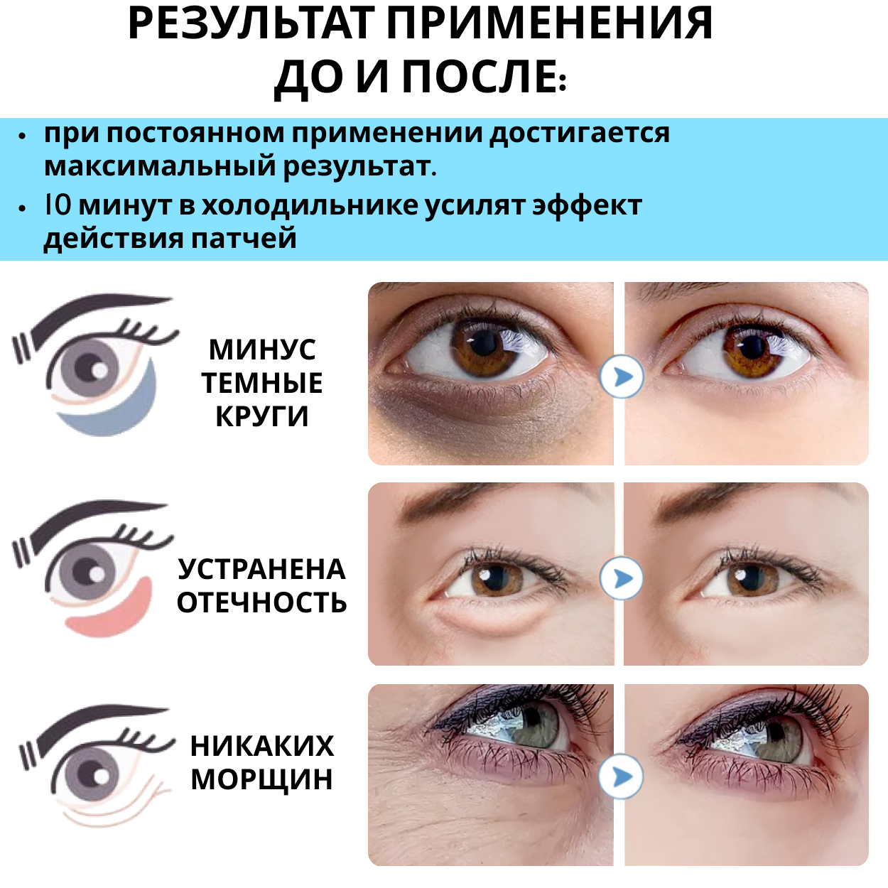 Патчи для глаз с Коллагеном и Сакурой, Гидрогелиевые. 2 упаковки по 60 патчей — фото 1
