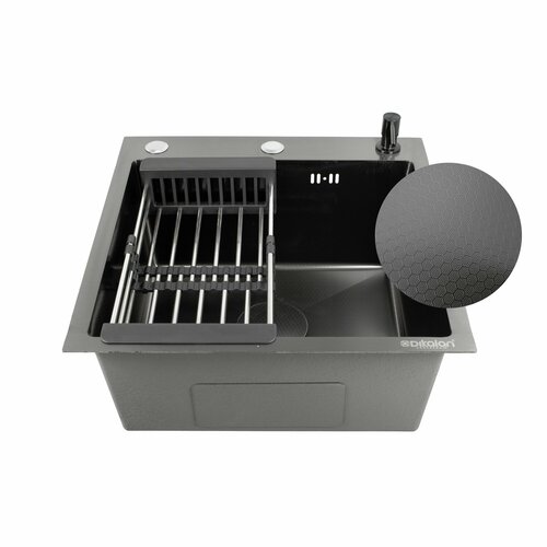 Мойка для кухни серия Профи из нержавеющей стали SUS 304, толщина 3 мм 500x500x220 графит