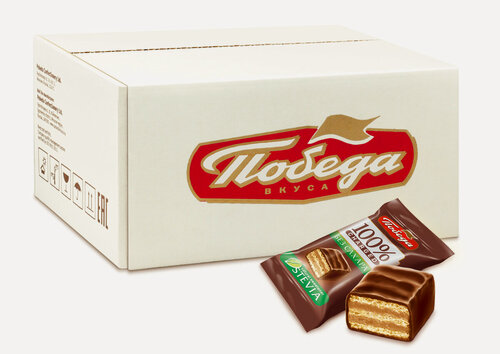 Изображение товара Конфеты Победа вкуса вафельные в горьком шоколаде без сахара "Чаржед", 1500г