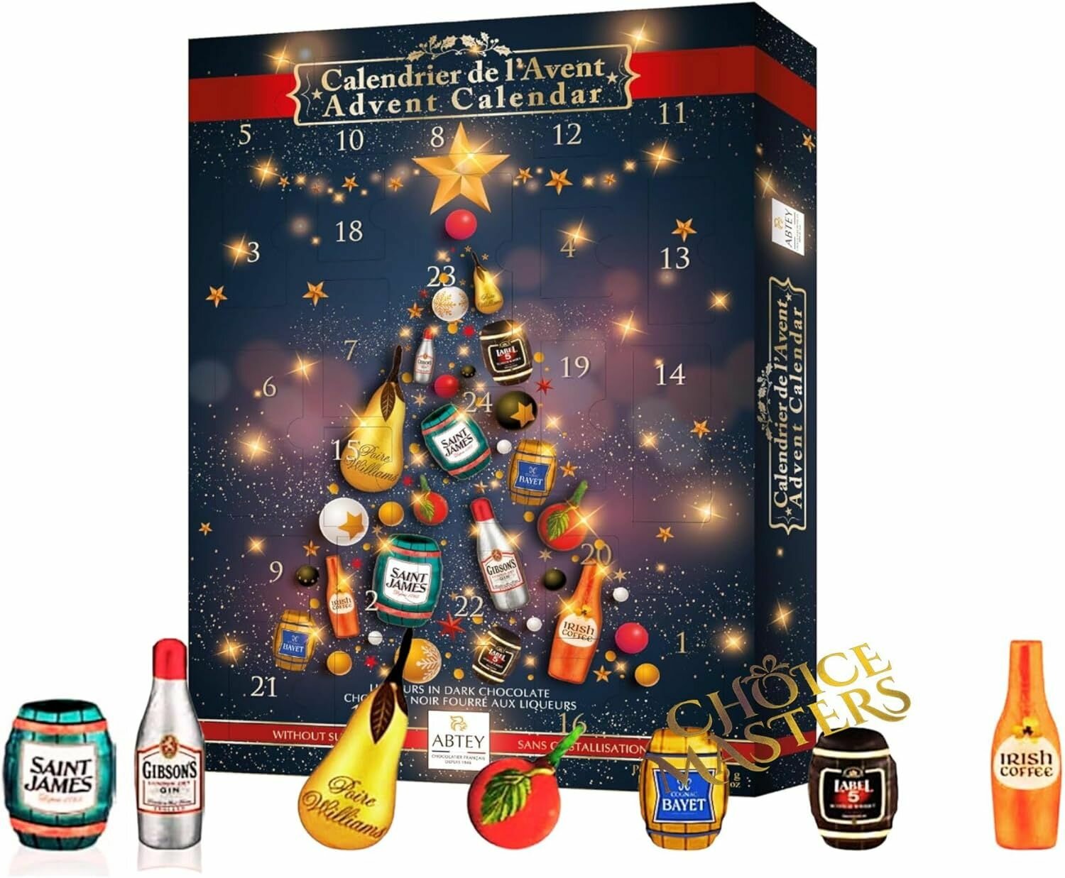 Адвент-календарь Abtey Christmas Magic, ассорти изысканных конфет с алкоголем, 270 г