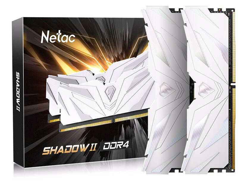 Модуль памяти DDR 4 DIMM 16Gb (8Gbx2) PC25600, 3200Mhz, Netac Shadow II NTSWD4P32DP-16W C16 White, с радиатором — фото 1