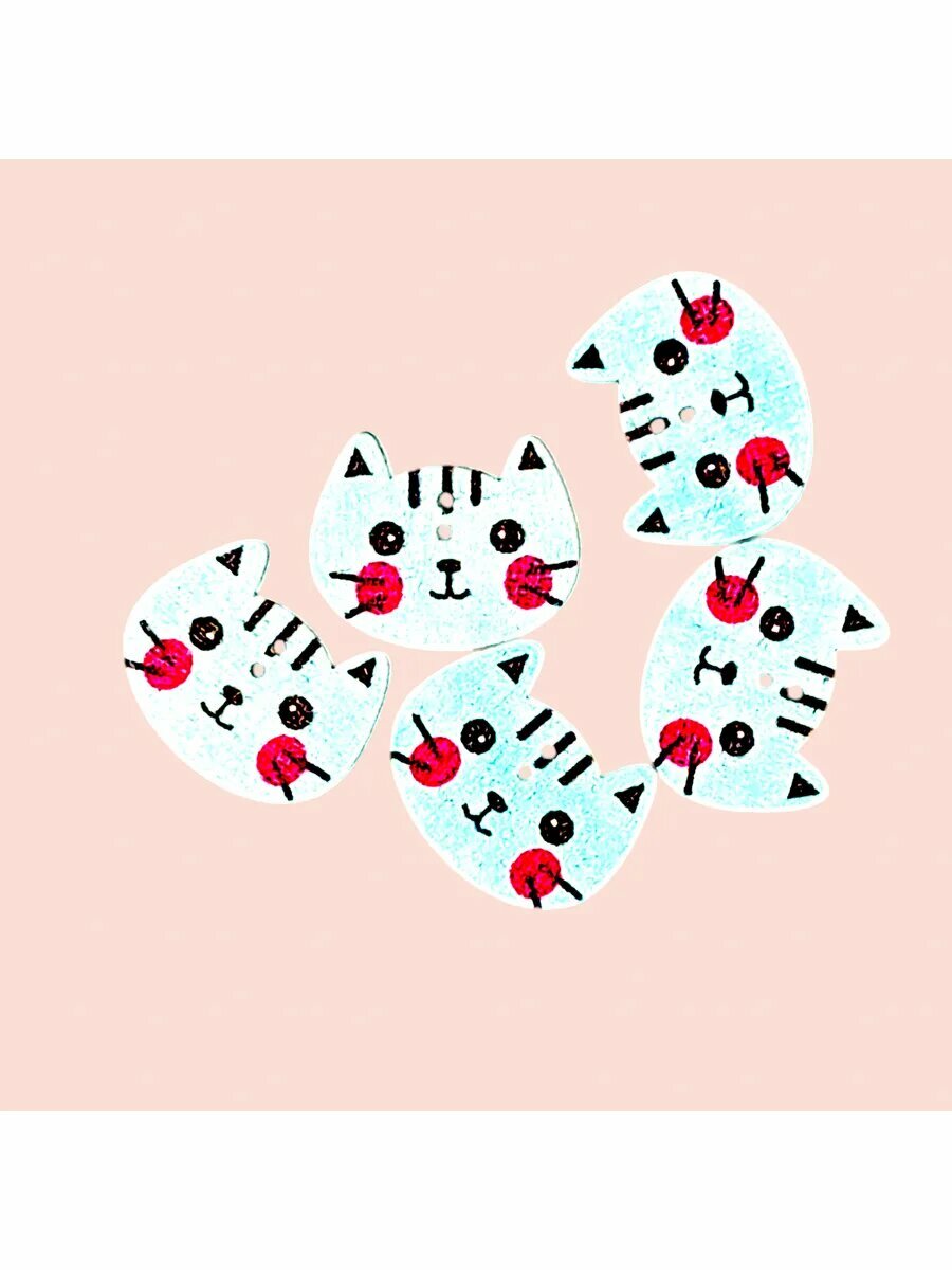 Пуговица детская деревянная котик — фото 1