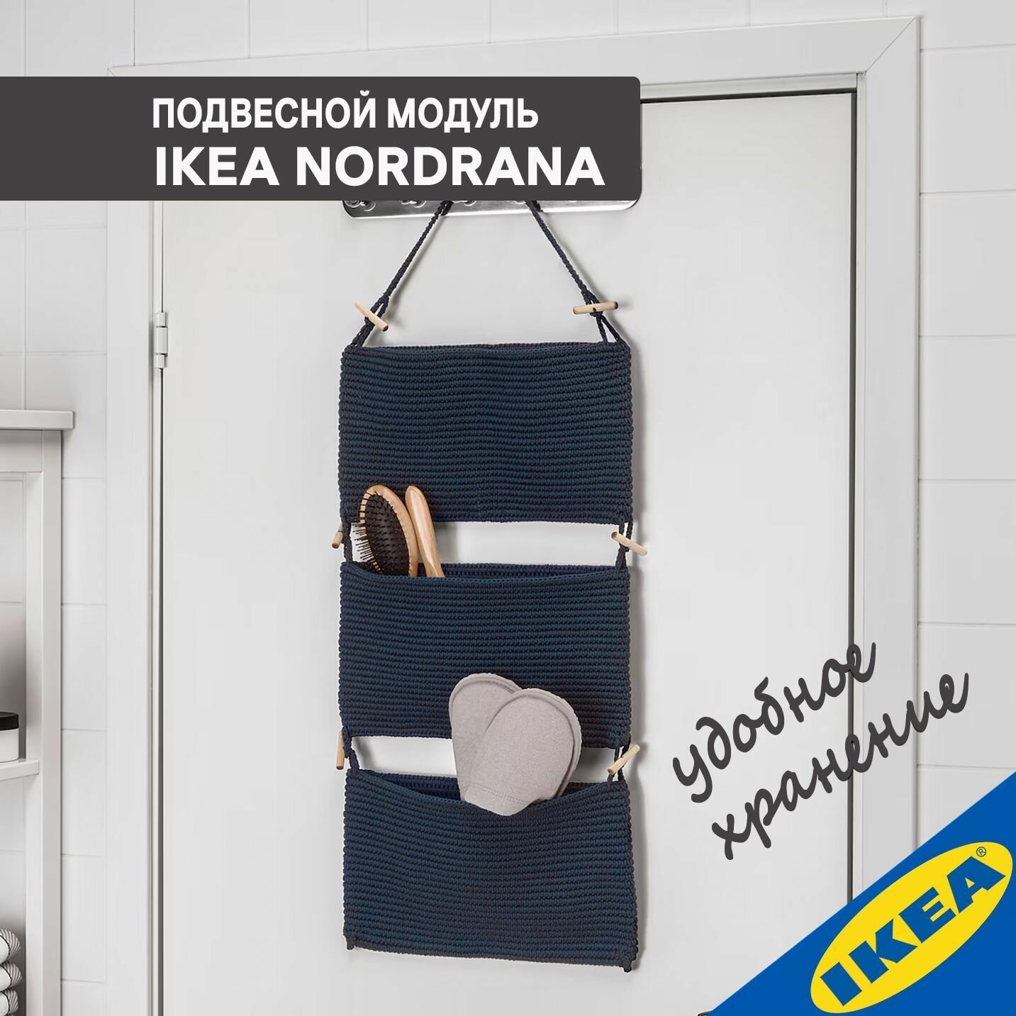 Подвесной модуль для хранения IKEA NORDRANA нордрэна 35х90 см, синий