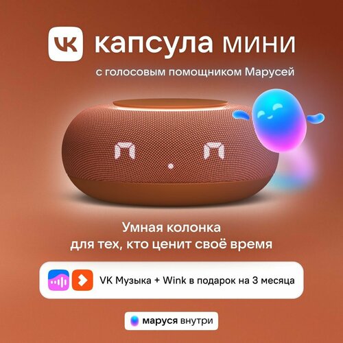 Умная колонка VK Капсула Мини с голосовым помощником Марусей MRC02 Терракотовая 3 месяца подписки VK Wink в подарок 4999₽