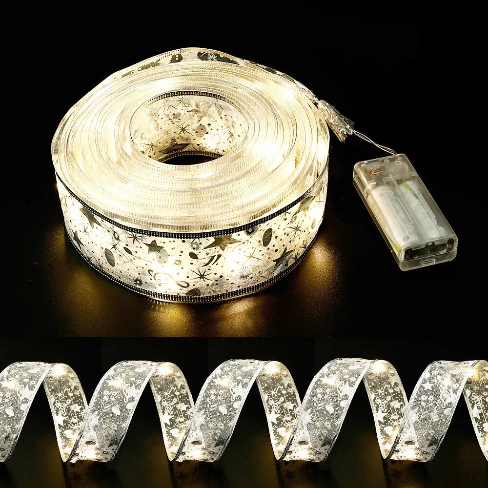 DUUINO светодиодная гирлянда 5 метров 3 Meter Silver Ribbon-Warm