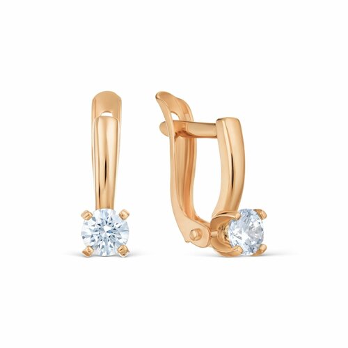 фото Серьги diamant online, красное золото, 585 проба, фианит, длина 1 см, , прозрачный