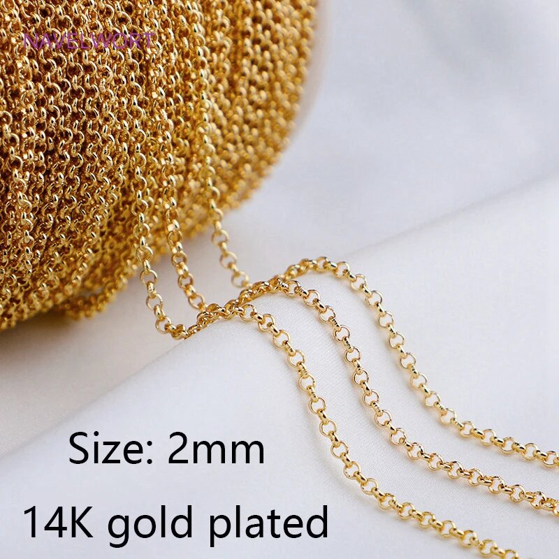 Цепочка 2 мм 14K gold plated для украшений