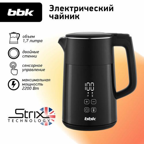 Чайник электрический BBK EK1705 с терморегуляцией черный 17л мощность 2200Вт контроллер STRIX 307500₽