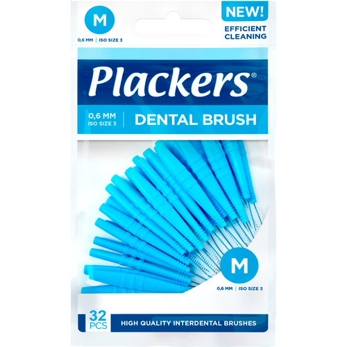 фото Межзубные ершики plackers dental brush m, 0,6 мм (32 шт.) + колпачок