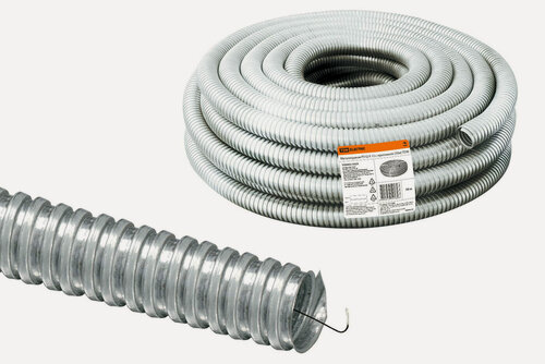 Изображение товара Гофра для кабеля 12мм Металлорукав с протяжкой 50 метров TDM Electric