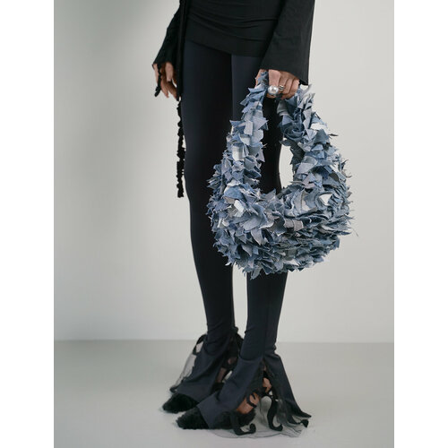 Сумка хобо 'RISHI, фактура пэчворк, черный/серый