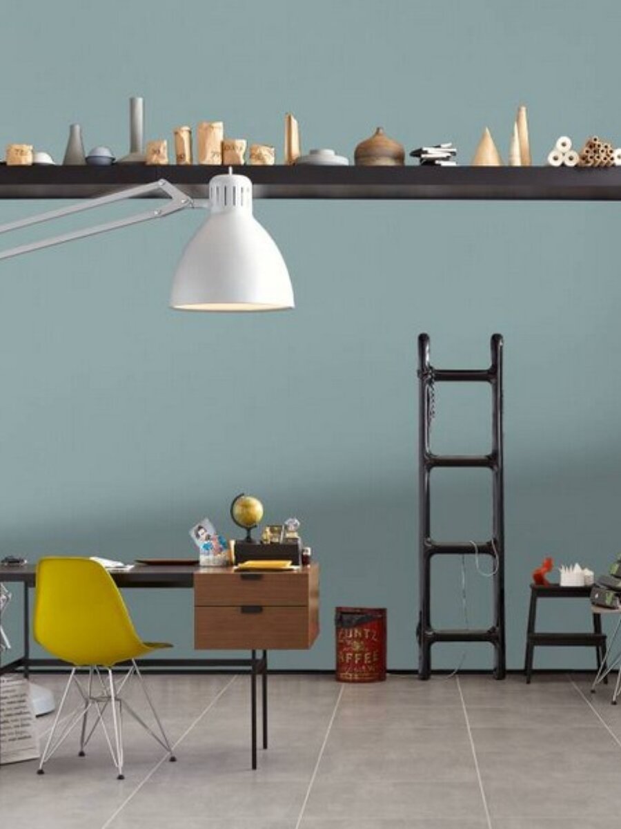 Обои Architects Paper Floral Impression 0.53 x 10.05 37749-9 на флизелиновой основе цвет голубой рисунок однотонные