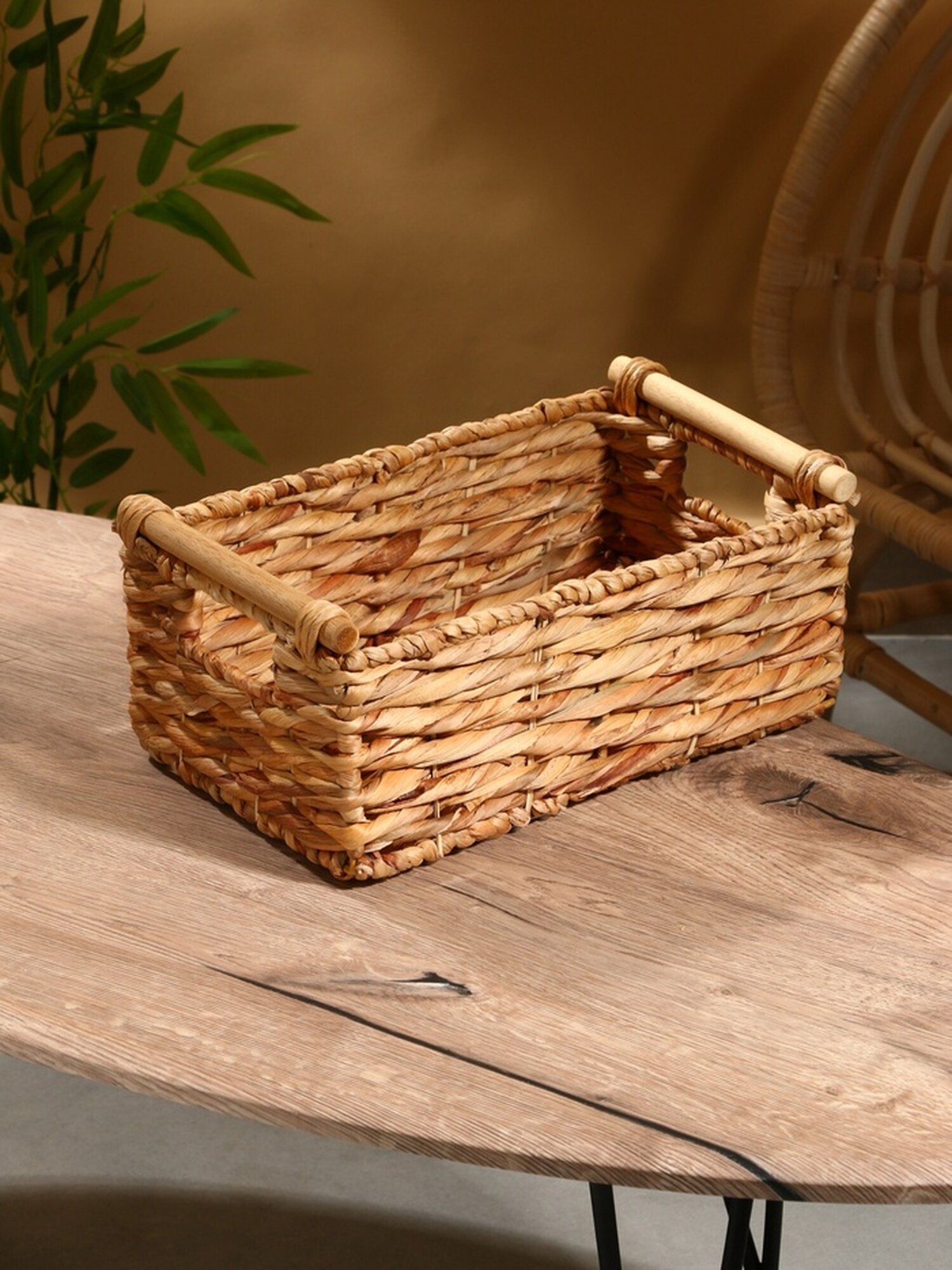 Корзина плетёная 36×21×15 см водный гиацинт