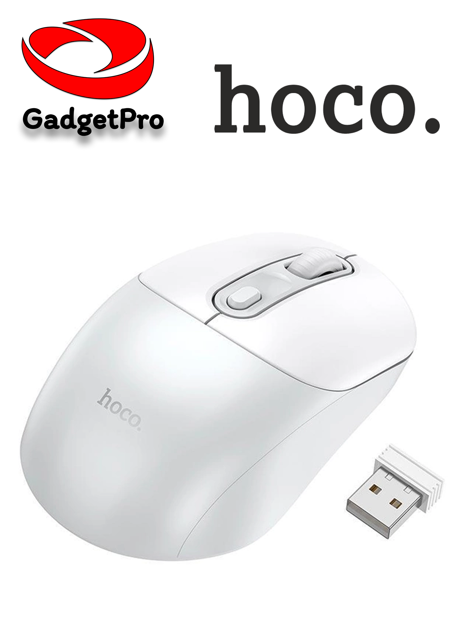 Беспроводная мышь Hoco GM28, Bluetooth/2.4G, 800-1600 DPI, 4 кнопки, оптическая, MX8650, белый — фото 1