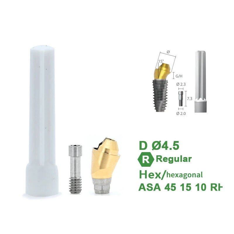 Стоматологический винт ASA 45 15 10 RH, D Ø4.5, Regular, Hex, A1