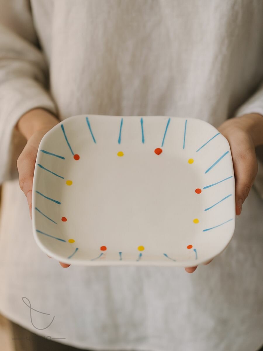 Блюдо фарфоровое, блюдо сервировочное квадратное фарфор Chasha